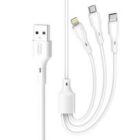 XO laidas NB230 3in1 USB – Lightning + USB-C + microUSB 1,0m 2,4A baltas