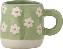 Bloomingville Puodelis Millie 110 ml, žalias su gėlėmis