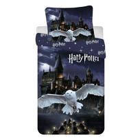 Tamsiai mėlynos spalvos/pilkos spalvos iš medvilnės viengulė vaikiška patalynė 200x140 cm Harry Potter "Hogwarts Night" – Jerry Fabrics