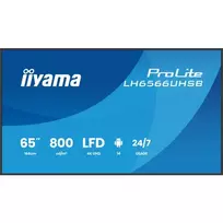 IIYAMA LH6566UHSB-B1AG 65 colių 4K UHD skaitmeninių ženklų ekranas su Android 11, 500 cd/m², 2x HDMI, USB-C, DP, WiFi, 18/7