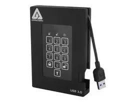 Apricorn Aegis Padlock Fortress A25-3PL256-500F išorinis kietasis diskas – 500GB – USB 3.2 Gen 1 – AES 256 bitų aparatinė šifracija – juoda