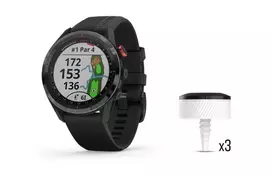 Garmin Approach S62 GPS golfo laikrodis su 3 CT10 lazdų sekimo jutikliais, juodas