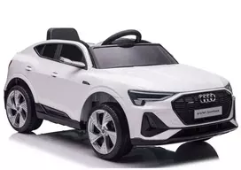 LEAN CARS Audi E-Tron elektrinis automobilis vaikams baltas QLS-6688 su LED žibintais ir MP3 grotuvu