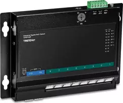 TRENDnet TI-PG102F Pramoninis 8 prievadų Gigabit PoE+ komutatorius (240W, DIN-rail, IP30, be ventiliatoriaus)