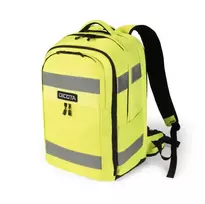 DICOTA Kuprinė HI-VIS 32-38 litrų, juoda su neon geltonais akcentais, iš perdirbto PET, atspari vandeniui, 15,6 inch nešiojamojo kompiuterio skyrius