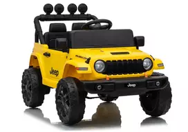 LEAN CARS Jeep Rubicon DK-JWR558 24V Geltonas elektrinis visureigis vaikams su nuotolinio valdymo pultu