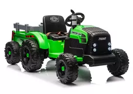LEAN CARS CH9959B baterinis traktorius su priekaba, šviesiai žalias, 24V