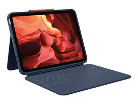 Logitech Rugged Combo 4 klaviatūros dėklas su valdymo kilimėliu, skirtas iPad 10 kartos, Apple Smart Connector, Classic Blue