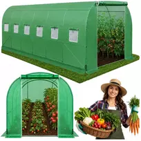 LEAN tunelinis šiltnamis PRO Frame 25mm 12x3x2m 36m² | Cinkuotas plienas, UV-4 PE plėvelė, susukami langai