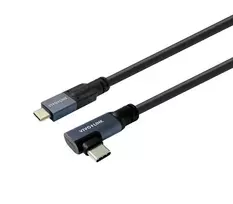 VIVOLINK USB-C į USB-C 90° kampo laidas 1m – USB 3.2 Gen 2 10Gbps, 100W PD, 4K@60Hz, juodas