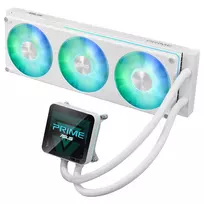 ASUS Prime LC II 360 ARGB LCD White Edition – 360 mm skysčių aušinimo sistema su 3,5 inch LCD ekranu, 3x120 mm ARGB ventiliatoriais, varine baze, skirta AM4/AM5/LGA1700/LGA1851