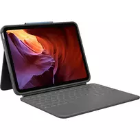 Logitech Rugged Folio su US International QWERTY klaviatūra, skirta Apple iPad 10 kartos (A2696) – Graphite, MIL-STD-810G apsauga nuo kritimo