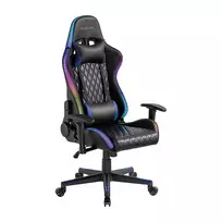 LogiLink EO0076 žaidimų kėdė su RGB apšvietimu ir juosmens atrama, juoda/mėlyna