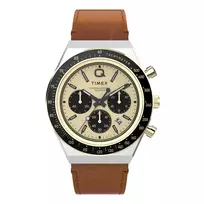 Timex TW2W64400 vyriškas lauko laikrodis, 42 mm, juodas ciferblatas, rudas odinis dirželis