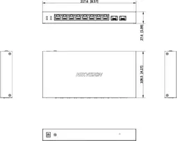 Hikvision DS-3E1510P-EI/M-8P2F 8 prievadų Gigabit PoE+ išmanusis valdomas komutatorius su 2 SFP prievadais