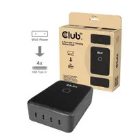 CLUB 3D CAC-1933 4 prievadų USB-C įkrovimo stotelė, 240W GaN PD 3.1, PPS, LED ekranas