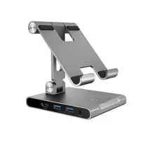 J5CREATE JTS224-N kelių kampų stovas su USB-C docking stotele, skirta iPad Pro (Space Grey)