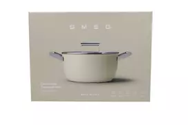 Smeg CSF2412CRM puodas, 24 cm, keramine nelipni danga, nerūdijančio plieno rankena, matinė kreminė spalva
