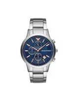 Armani AR11458 Vyriškas kvarcinis laikrodis su mėlynu ciferblatu ir nerūdijančio plieno apyranke, 43 mm
