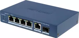 Hikvision DS-3E1506P-EI/M-4P1T1F(O-STD) nevaldomas komutatorius su 4 PoE+ prievadais, 1 Gigabit RJ45 ir 1 SFP jungtimi