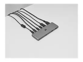 Corsair USB100 7 prievadų USB-C šakotuvas su 4 USB 3.0 Type-A ir 3 USB-C prievadais, 5Gbps, aliuminio, juodas