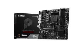 MSI PRO B550M-P pagrindinė plokštė, AMD AM4, B550, Micro-ATX, 4x DDR4, 128GB Max, Dual M.2, Gigabit LAN
