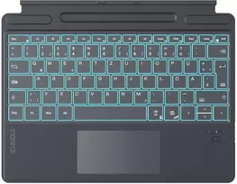 Inateck Surface Pro 8/9/X/11 klaviatūra – pilka, vokiškas QWERTZ išdėstymas, su foniniu apšvietimu ir jutikliniu kilimėliu
