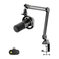 MAONO PD200WS dinaminis mikrofonas (juodas) – USB/XLR kardioidinis su RGB ir nuliniu vėlavimu