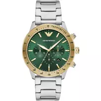 Armani Man AR11454 Vyrų Chronografo Laikrodis 43mm Juodas Ciferblatas Odinis Dirželis