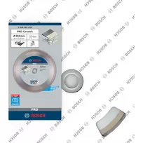 Bosch PRO Ceramic Diamond Cutting Disc, 250 mm skersmens, 30 mm anga (su 25,4 mm redukcijos žiedu), ištisinis kraštas, šlapiam/sausam pjovimui