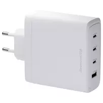 DBRAMANTE1928 Re-Charge GaN sieninis įkroviklis 140W – 4 prievadai (3x USB-C, 1x USB-A) – baltas