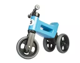 FUNNY WHEELS Rider Super Sportinis Balance Bike, Metallic Blue, 2-in-1 Convertible 3-Wheel to 2-Wheel, Adjustable Seat and Handlebar, for 18 Months to 3 Years, 25 kg Max Load