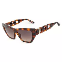 GUESS Moteriški akiniai nuo saulės GU00111-5652F – katės akies formos tamsaus havana acetato rėmelis su rudais gradientiniais stiklais 56/14/130 mm