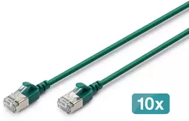 DIGITUS CAT 6A F/FTP plonas jungiamasis kabelis, 5 m, žalias, 10 vnt. pakuotė, LSZH, 10GBase-T, be užkabėjimo, PoE++