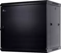 GETFORT CALI 12U 19 colių sieninis stelažas 600x450 mm, juodos spalvos, plieninės durys