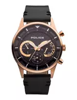 POLICE vyriškas Ranger kvarcinis laikrodis PEWJF2110901 – mėlynas ciferblatas, ruda odinė juosta, 46mm nerūdijantis plienas