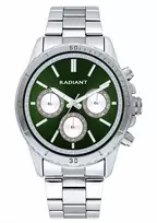 RADIANT vyriškas laikrodis RA640702 – 44 mm nerūdijančio plieno korpusas, kvarcinis mechanizmas, juodas ciferblatas, sidabrinė apyrankė