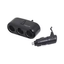 LogiLink PA0038 3 prievadų automobilinis įkroviklio skirstytuvas su USB prievadu – 12V/5V galios skirstytuvas cigarečių degiklio lizdui, juodas