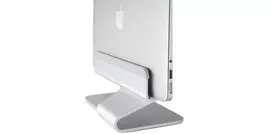 RAIN DESIGN mTower vertikalus nešiojamojo kompiuterio stovas – sidabrinis anoduotas aliuminis, erdvę taupantis stalinis dokas, skirtas MacBook ir nešiojamiesiems kompiuteriams