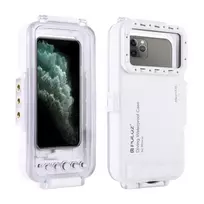 PULUZ PU9010W vandeniui atsparus dėklas, skirtas iPhone – povandeninis korpusas iki 45 m, baltas