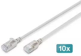 DIGITUS CAT 6A F/FTP plonas pataisos kabelis, 2 m, pilkas, 10 vnt., LSZH, 10GBase-T, 500 MHz, RJ45