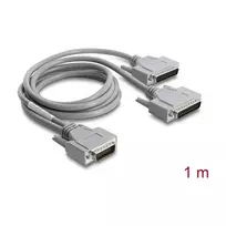 Delock adapteris Y kabelis nuoseklusis RS-232 LFH D-Sub HD 60 kontaktų kištukas į 2x D-Sub 25 kontaktų kištuką, 1 m, pilkas