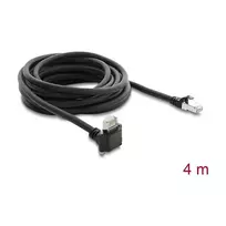 Delock 4m GigE kameros kabelis Cat.6 S/FTP RJ45 90° kampinis užsukamas užraktas į RJ45 tiesus - juodas