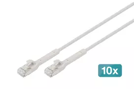 DIGITUS CAT 6A F/FTP Kampinis RJ-45 Laidas, Varis, 0,3 m, Pilkas, 10 vnt.
