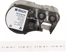 Brady M4-135-427-AW savaime laminuojamos vinilo etiketės, baltos, nuolatinės, 240 etikečių, skirtos BMP41/BMP51/BMP53/M511