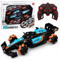 LEAN TOYS 29711 RC Stunt Car 1:10 4WD su 360° sukimu, LED šviesomis ir dūmų efektu (juoda/raudona)