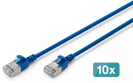 DIGITUS CAT 6A F/FTP Slim Patch Cable, 1 m, Blue, 10 pcs, LSZH, RJ45