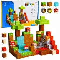 LEAN TOYS Pixel World magnetiniai konstruktoriaus kubeliai 146 vnt.