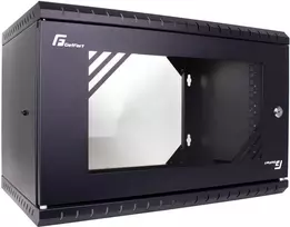 GETFORT ECO v3 19 colių 6U sieninis tinklo spintos korpusas su grūdinto stiklo durimis, 520x450 mm, juodas