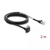 Delock GigE Kameros Kabelis RJ45 Kištukas 90° Kampuotas Su Varžtais į RJ45 Kištuką, Cat.6 S/FTP, 2m, Juodas